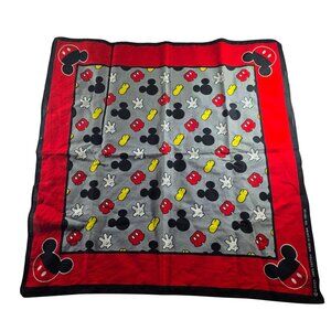 Disney Mickey Mouse Bandana Scarf Red & Gray 100% Cotton